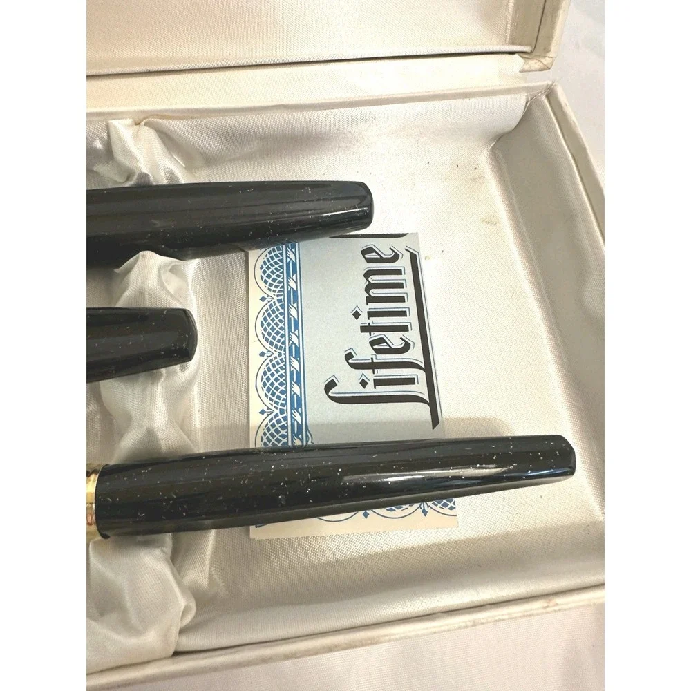 Vintage Bridal Shower Gift Serving Utensil Set Black Handles Gold Accent NICE!